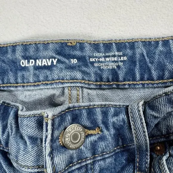 Old Navy Jeans Womens Size 10 Blue Extra High Rise Wide Leg Y2K Vintage Denim!! - Picture 4 of 7